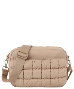 Puffy Quilted Nylon Crossbody Bag JYE0509 TAUPE